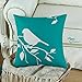 CaliTime Set of 4 Canvas Throw Pillow Covers Cases for Couch Sofa Home Decoration Vintage Birds Tree Branches Silhouette 18 X 18 Inches Black/Teal