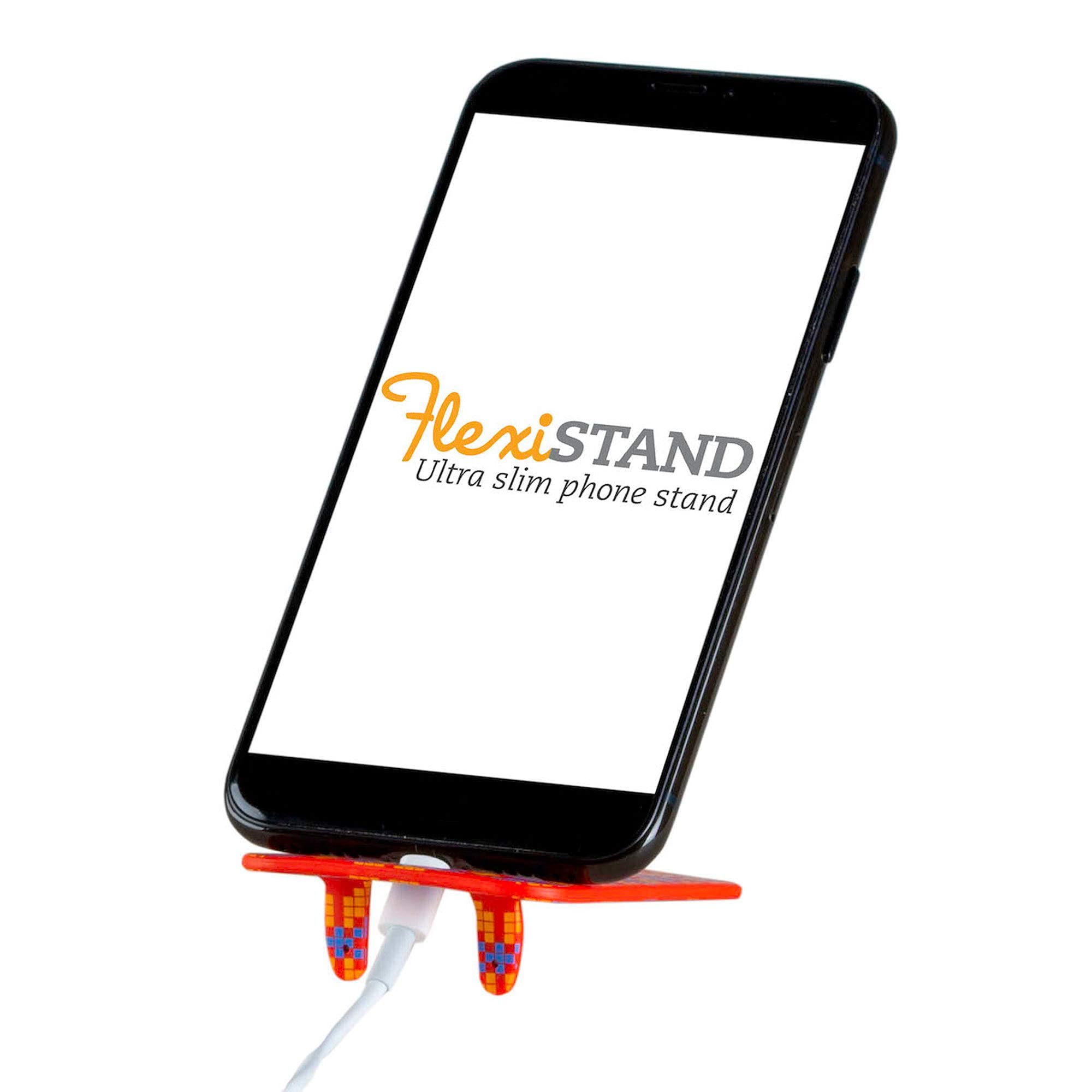 Gifts for Readers & Writers Cell Phone Stand, Fully Adjustable Angle, Foldable Phone Holder, Flexistand Office Desk Accessory, Compatible with All Mobile Phones, Icelandic Orange