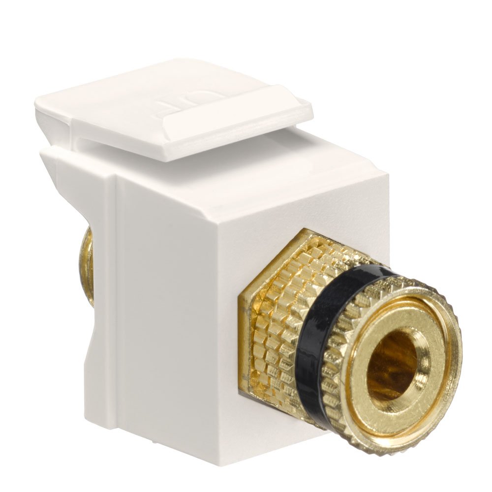 Photo 1 of Leviton QuickPort Binding Post Adapter with Black Stripe, 40833-BTE, Light Almond