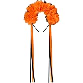 Nydotd Mexican Rose Flower Crown Headband for Women, Floral Fall Day of The Dead Headpiece for Halloween Costume Party