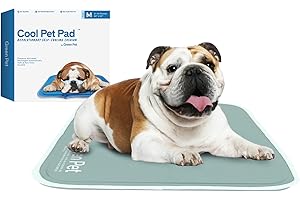 The Green Pet Shop Cool Pet Pad - Medium, Sage Grey - Self-Cooling, Pressure Activated Mat for Dogs & Cats from 21-45 lbs - Non-Toxic Gel, No Water Needed