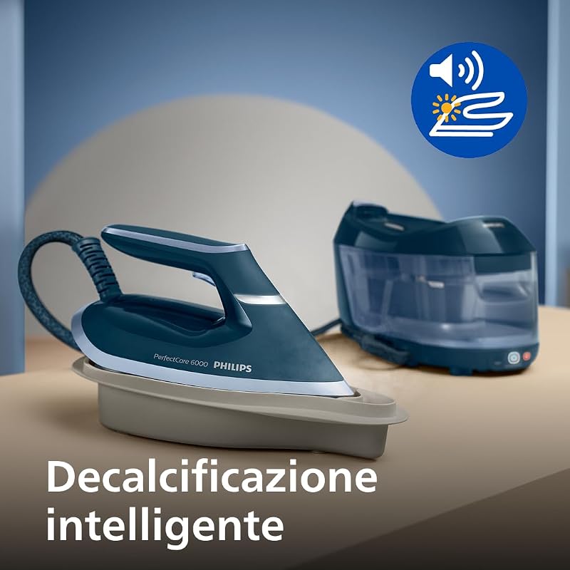 PerfectCare 6000 Ferro da Stiro con Caldaia, 6.5 Bar, 500g/min - Vapore potente, Nessuna bruciatura sui capi, Design compatto, Serbatoio da 1.8L, 2400W, Piastra SteamGlide Plus (PSG6023/20)