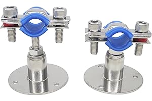 NOVSINO Stainless Steel Wall Mount Ceiling Mount Pipe Supports, Adjustable Pipe Bracket Clamp Pipe Strap for Dia 19mm (1/2 inch) Pipe Tube Short Type, Set of 2