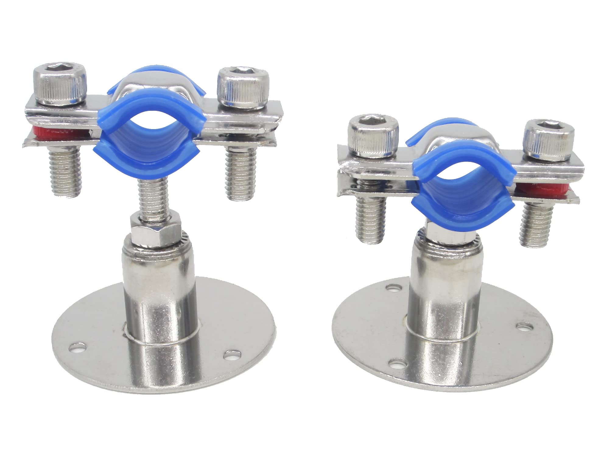 Stainless Steel Adjustable Pipe Bracket Clamp - Wall/Ceiling Mount Support for 19mm (1/2 Inch) Pipe, Heavy-Duty Rust-Proof Brackets, Short Type, 2 Pack