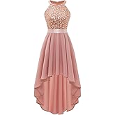 Dressystar Women's Sequin Halter Cocktail Prom Dresses Hi-Lo Sparkly Glitter Homecoming Bridesmaid Wedding Guest Dress