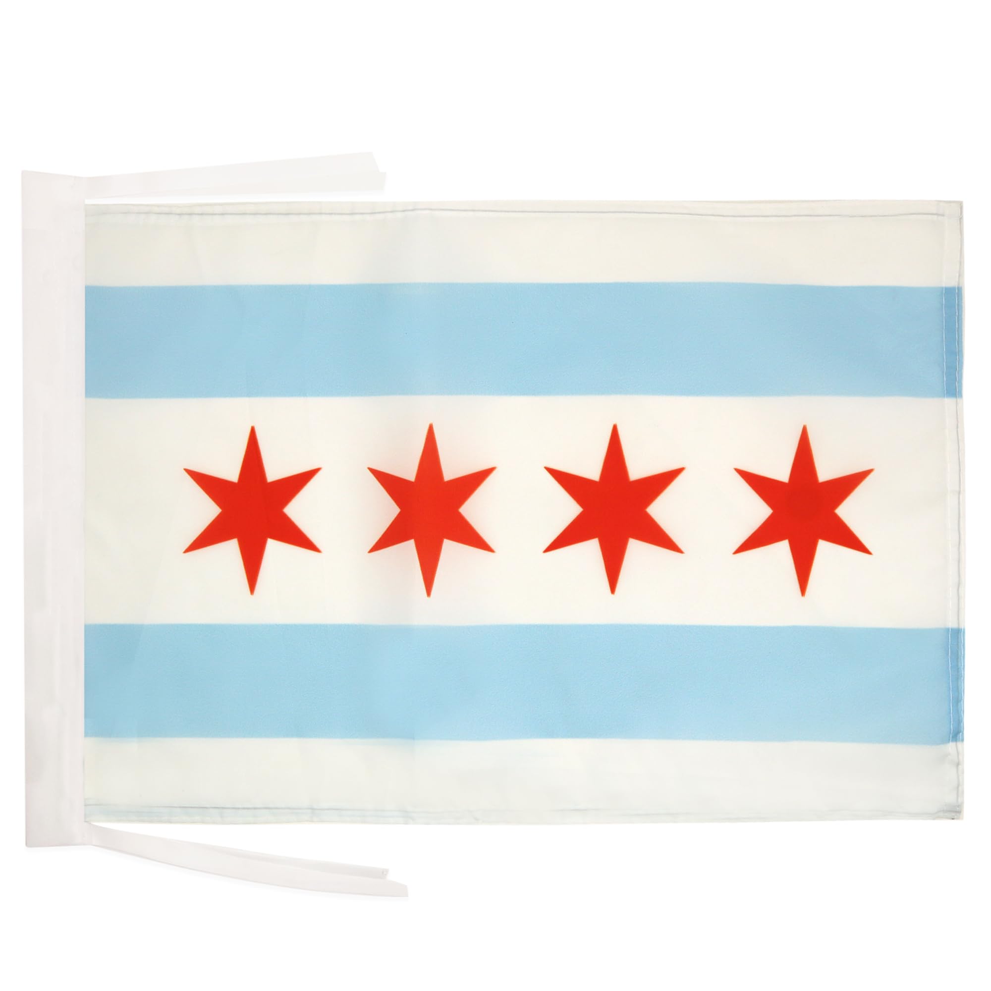 AZ FLAG - Chicago Flag - 18'' x 12'' - 100% Polyester Chicago City Small Banner with Two Cords - Fade Resistant - Vivid Colors - 18x12 in - 45x30 Cm โ image 1