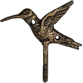FantasHome Wall Mounted Cast Iron Home Decor Single Hook with Unique Design (Hummingbird)