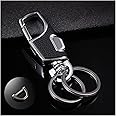 Car Key Chain, Heavy Duty Stainless Steel Keys Holder with D Ring, One Click Release Keychain Organizer for Men Women (Black)