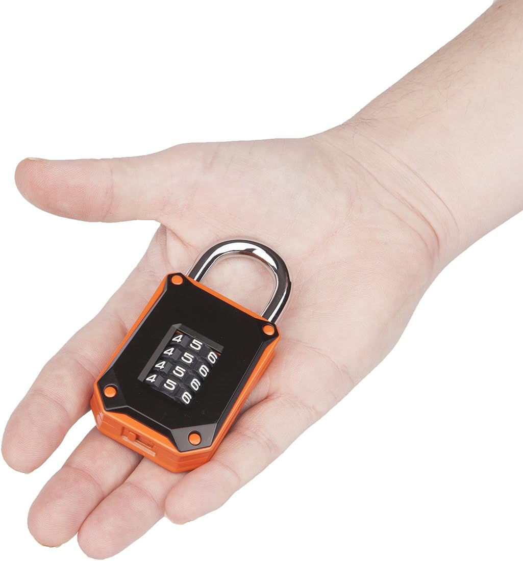 2 Pack FortLocks Gym Locker Lock - 4 Digit, Heavy Duty, Hardened Stainless Steel, Weatherproof and Outdoor Combination Padlock - Easy to Read Numbers - Resettable and Cut Proof Combo Code - Orange - - 