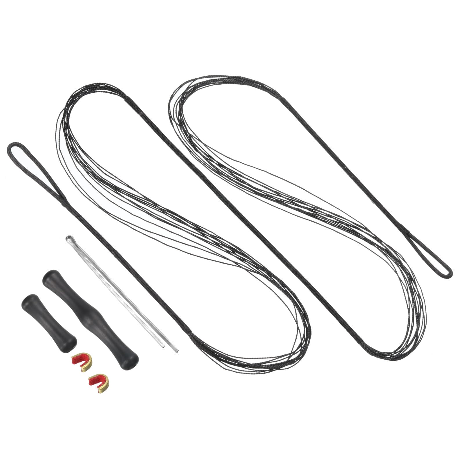 PATIKIL Bow String Replacement with 2 Nock Points Bowstring Finger Guards for AMO 48", 12 Strands Traditional Recurve Bowstring, Black