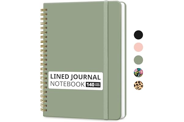 Taja Lined Spiral Journal Notebook for Women & Men, 140 Pages, College Ruled Hardcover Notebook for Work & Note Taking, Journals for Writing, A5(5.7" x 7.9") - Green