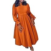 Symina Women's Plus Size Maxi Dress Ruffle Pleated Praise Dance Dress African Long Dresses Cocktail Party
