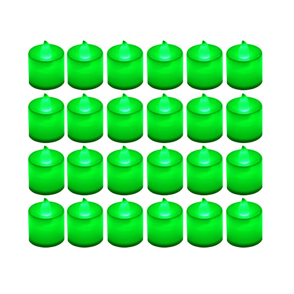 Photo 1 of LANKER 24 Pack Flameless Led Tea Lights Candles, Flickering Green Battery Operated Electronic Fake Candles, Decorations for Party, Christmas, Halloween and Festival Celebration (Green)