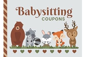 Babysitting Coupons: Brown Bear Raccoon Bunny Rabbit Fox Deer - Woodland Animal Theme / 50 Vouchers / Gift Book for Grandparents - Grandma - Grandpa - New Mom Baby Shower / Cute Card Alternative
