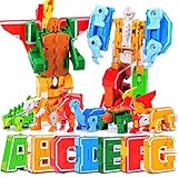 Mnio Alphabet Transform Robots Toy Playset Entry-Level 7 Pieces Combinate to A Big Early Learning Robot Gift for Boy (ABCDEFG Robot)