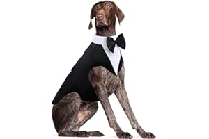 DORA BRIDAL Dog Tuxedo for Large Dogs, Dog Suit and Bowtie, Formal Dogs Wedding Outfit, Pet Tuxedo and Bandana Set Valentines Birthday Christmas Party Costumes for Labrador,Golden Retriever, Black, L