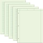 Seajan 5 Pcs Engineering Paper Notebook Engineer Computation Pad,Green | Engineering Graph Paper Notepad, 5 Squares Per Inch 3 Hole Punched Computation Pad, 100 Sheets/Pack