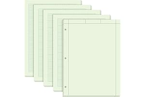 Seajan 5 Pcs Engineering Paper Notebook Engineering Computation Pad 8.5 x 11 Inches Engineer Graph Paper Notepad, 5 Squares Per Inch 3 Hole Punched Computation Pad, 100 Sheets/pack (Green)