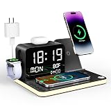 acer 7-in-1 Wireless Charging Station: Charger Stand for Multiple Devices for Apple - iPhone 16 15 14 13 12 Pro Max Apple Watch Airpods, Wireless Charger iPhone Charging Station with Bluetooth TimeSyn