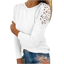 Women's Plus Size Long Sleeve Shirts Lace Hollow
