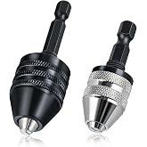 LEONTOOL 2Pcs Drill Chuck Adapter 1/4 Inch Hex Shank Keyless Drill Chuck | 0.3-3.6mm, 0.6-8mm Quick Change Adapter, Power Screwdriver Drill Adapter for Impact Driver, Impact Drill Tool Attachment