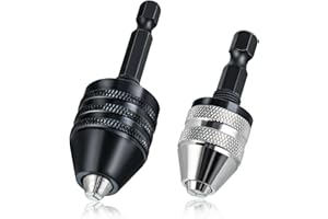 LEONTOOL 2Pcs Drill Chuck Adapter 1/4 Inch Hex Shank Keyless Drill Chuck for Impact Driver, 0.3-3.6mm, 0.6-8mm Quick Change Adapter Power Screwdriver Drill Adapter for Impact Drill Tool Attachment