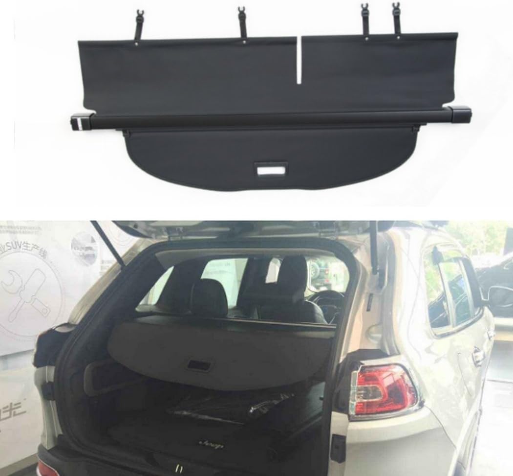 SunnyKun Retractable Rear Trunk Parcel Shelf Security Shield Cargo Luggage Security Cover Shade For Cherokee 2014 2015 2016 2017 (Black)
