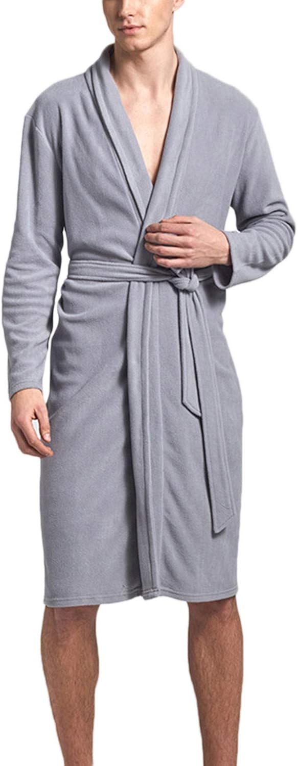 Sevozimda Mens Fleece Kimono Bathrobe Cotton Lightweight Nightgowns
