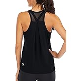 ICTIVE Workout Tops for Women Loose Fit Racerback Mesh Backless Muscle Tank Running Shirts