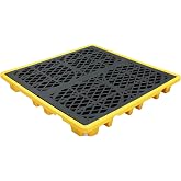 LYAYAN 4-Drum Spill Containment Pallet | 51"x51"x6" Heavy-Duty Polyethylene Tray with Drain | Anti-Slip &amp; Detachable Secondary Containment for Industrial 55-Gallon Storage