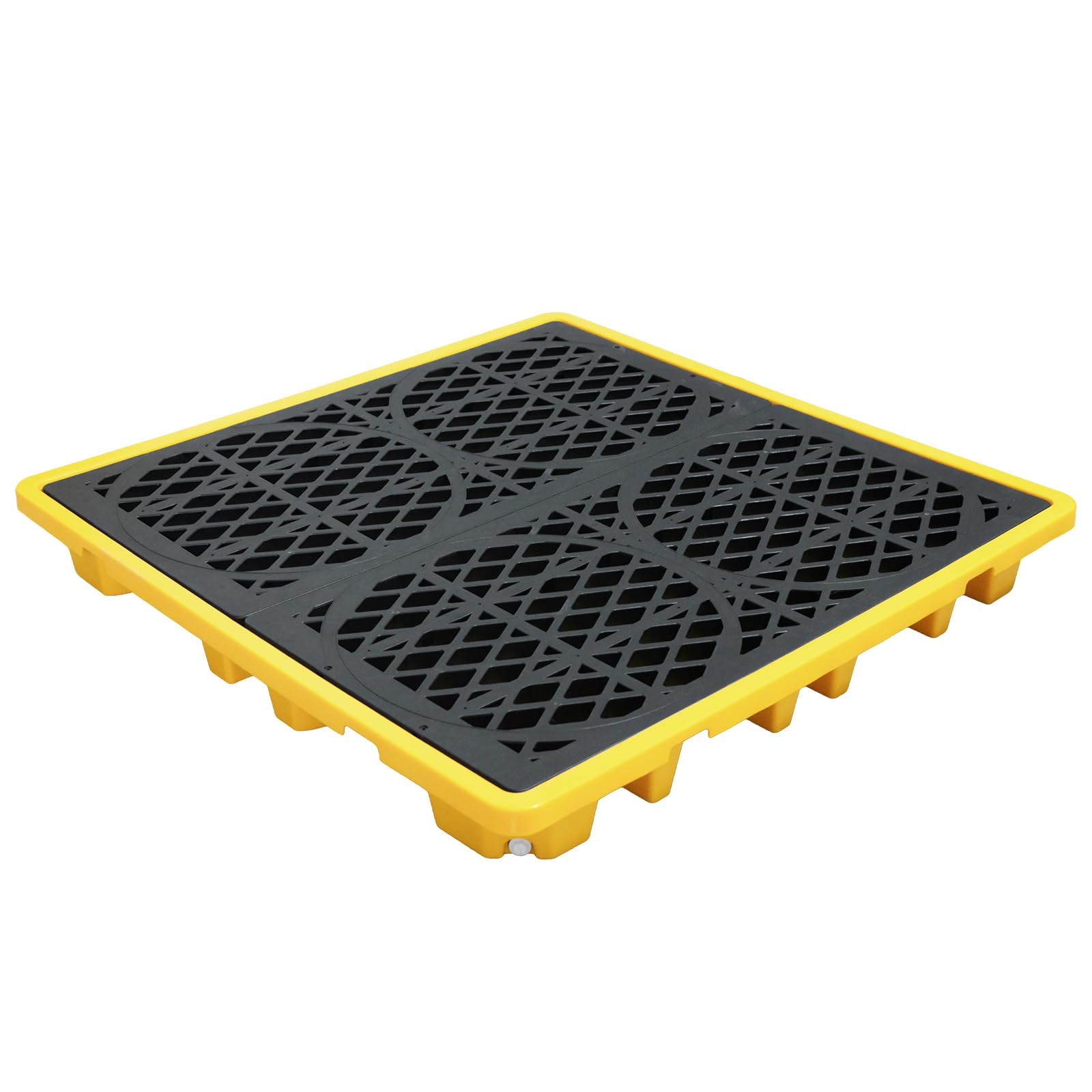 Photo 1 of LYAYAN 4-Drum Spill Containment Pallet | 51"x51"x6" Heavy-Duty Polyethylene Tray with Drain | Anti-Slip & Detachable Secondary Containment for Industrial 55-Gallon Storage