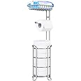 TreeLen Toilet Paper Holder Stand Bathroom Tissue Dispenser Holders Rack Free Standing with Extra Shelf Storage Mega Rolls/Ph