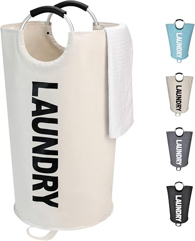 Maxsilan 125L X-Large Collapsible Laundry Basket - Beige Freestanding Hamper