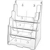 MaxGear 4 Tier Brochure Holder, 8.5 x 11, Removable Divider, 1 Pack | Clear Acrylic Material, Fits 8.5 x 11 Literature or 4 x 9 Brochures, Wall Mount or Countertop, Magazine Stand Display