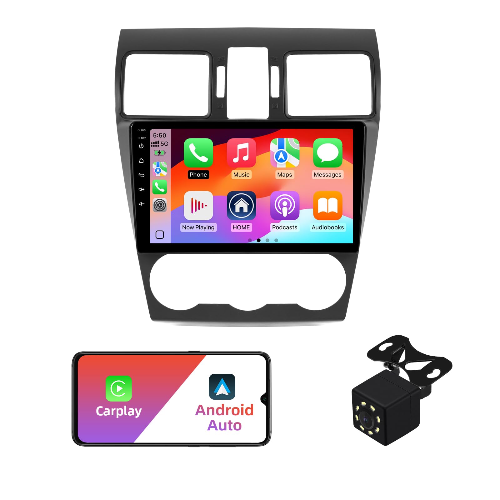 Photo 1 of 2+32G Android 12 Double Din Car Stereo for Subaru Forester WRX Impreza 2013 2014 2015 with 9 Inch Touchscreen Radio Built-in Wireless Carplay/Android Auto/GPS/Bluetooth/FM/AUX-in/SWC/Backup Camera