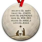 SOL VIBES Nativity Christmas Ornaments - Holy Family Tradition Gifts, Religious Gifts for Christian & Catholic - Night of Jesus Ornament, Church Decoration