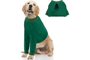 Queenmore Dog Surgery Recovery Sleeve for Front Leg, Breathable Dog Recovery Sleeves After Surgery, Cozy Long Sleeve Dogs Shirt, Alternative to Cone of Shame, Green, XL