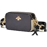 Ophlid Bee Purse Camera Crossbody Bags for Women Trendy Small Snapshot Bag Wide Strap Leather Shoulder Clutch Handbags
