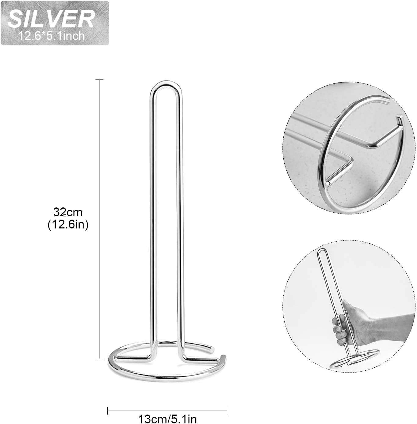 Kitchen Roll Holder,Stainless Steel Freestanding Paper Towel Holder