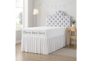 Cottingon Dorm Room Bed Skirt, 100% Microfiber, White, Twin XL-32 Drop