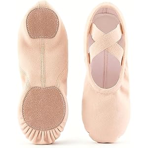 PU Leather Ballet Shoes for Women Girls, Split Sole Dance Slippers