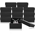 Jewelry Gift Boxes Necklace Earring Ring Box Gift Box,12 Pieces Square Cardboard Jewelry Gift Boxes,Cotton Filled Cardboard Paper Jewelry Box Gift Case (3.15x3..15x1.1 Inches) (Black)