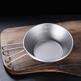 ATiAP Sierra Cup Titanium Camping Bowl 260ML with Fixed Handle Ultralight Portable Outdoor Cookware（Ta3605*2）