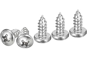 DTGN #8x3/8" Phillips Pan Head Self-Tapping Screw - 100Pack - Bright Finish 304 Stainless Steel Sheet Metal Screws Wood Screws