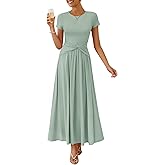 ZESICA Women's 2026 Summer Short Sleeve Maxi Dresses Twist Front Wedding Guest Cocktail Flowy A Line Long Dress
