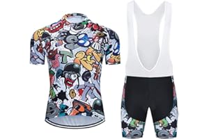 MOXILYN Mens Cycling Jersey MTB Clothes Cycling Kit Bike Shirts and Cycling Bibs Short with 20D Gel Pad Biking Clothing Set