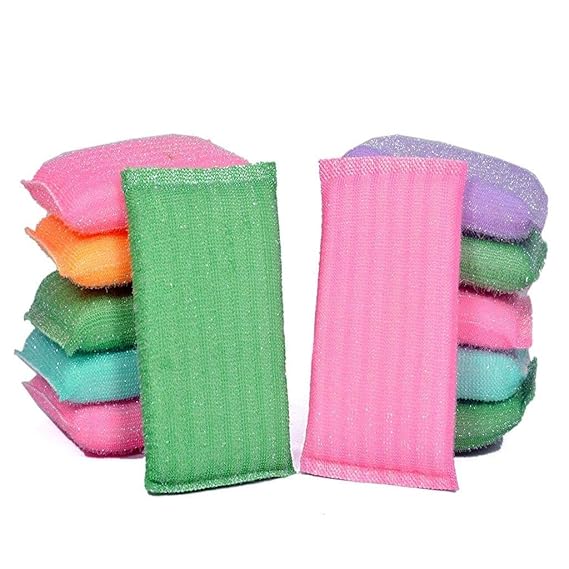 Online Quality Store Plastic Scrub Pads 13cmx9cmx2cm(Multicolour) Set