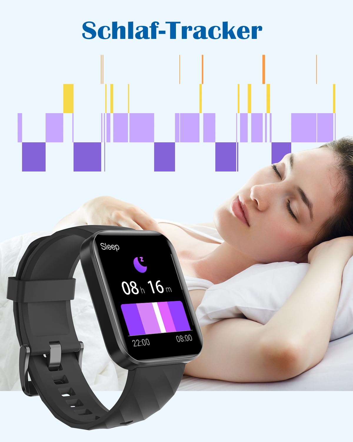 Smartwatch für Damen Herren Bluetooth-Anruffunktion 1.85" HD Fitnessuhr 5