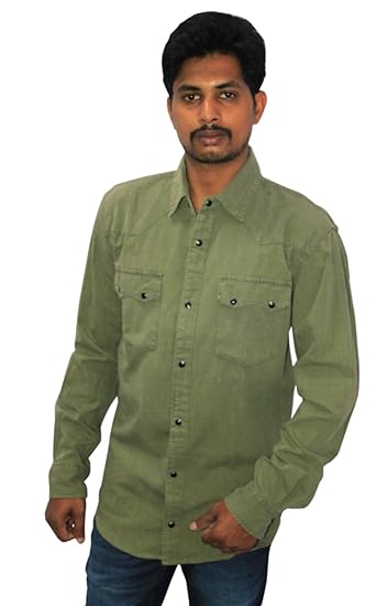 green colour jeans shirt