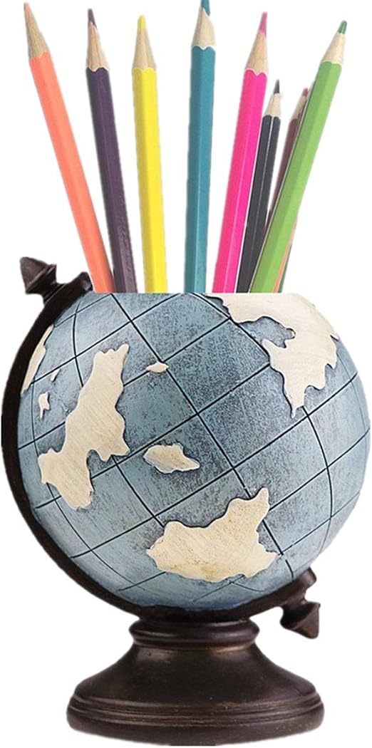 Globe Pen Pencil Pot Holder Vintage Pencil Cup Retro Desk Pen Holder